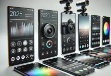 "Five premium smartphones for content creators in 2025, showcasing high-quality cameras, large displays, and sleek designs, perfect for professional content creation."