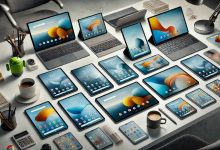 A collection of the best Android tablets of 2025 displayed on a desk, including the Samsung Galaxy Tab S9 Ultra, Google Pixel Tablet, and Lenovo Tab P12 Pro, surrounded by office accessories in a modern setting.