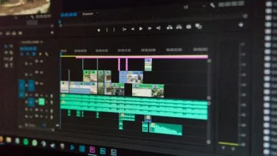 Close-up of a video editing timeline interface on a computer screen, showcasing professional software in action.